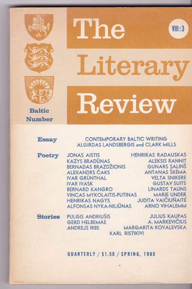 Image for The Literary Review An International Quarterly Bublished By Fairleigh Dickinson University VIII:3 Spring 1965 BALTIC NUMBER