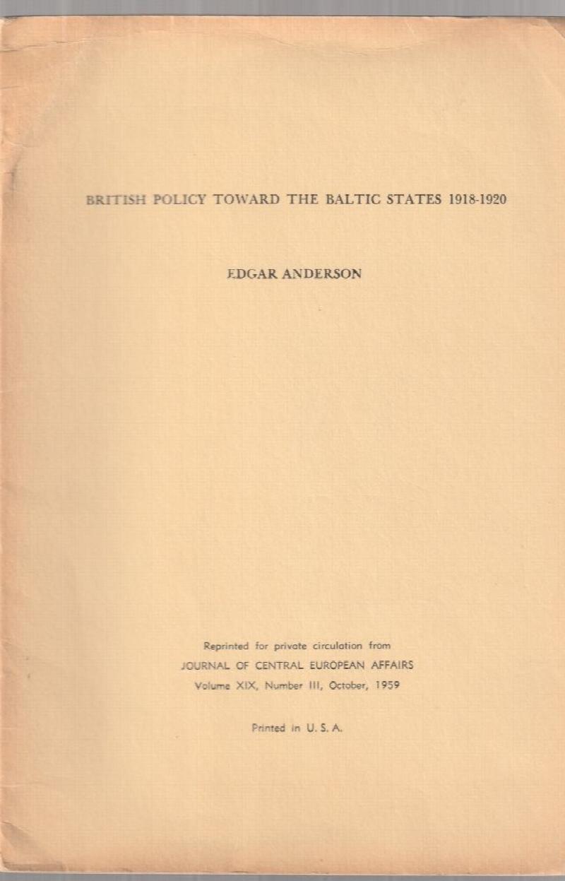Image for British Policy Toward the Baltic States 1918-1920